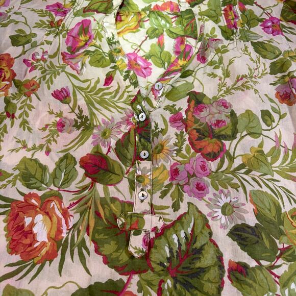 Zara basic womens green pink floral sheer blouse. 3/4 sleeve, tunic. Size S - Picture 4 of 7